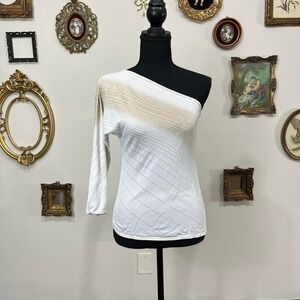 Vintage Escada One-Shoulder Metallic Knit Top – Size 38 (Fits Like Medium) – Y2K